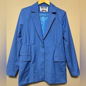 WALTER BAKER Designer Longline Blue Blazer, Cinched Waist